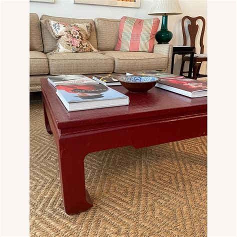 Antique Red Wood Coffee Table - AptDeco