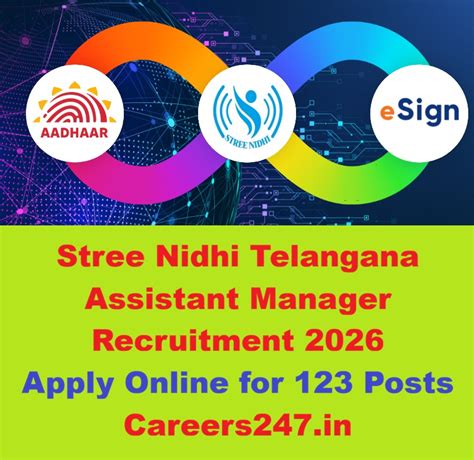 Stree Nidhi Telangana Assistant Manager Recruitment 2026 - Apply Online ...