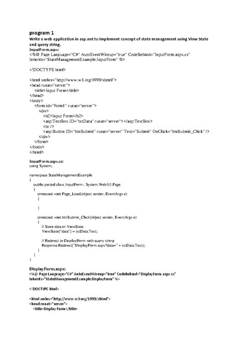 Asp.net slip - asp.net slips for practical exam - program 1 Write a web ...