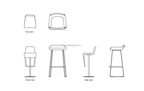 Counter Height Bar Stools - Free CAD Drawings