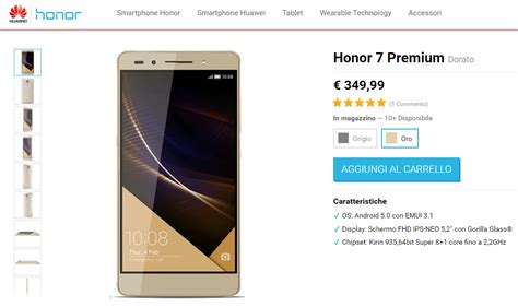 Honor 7 Premium Gold disponibile in Italia da vMall a 349,99 Euro