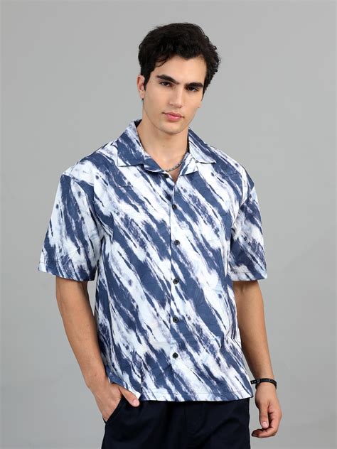 Buy Dusky Blue & White Printed Shirt for Men – Stylish & Comfortable