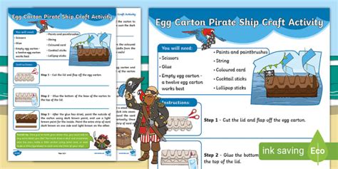 Egg Carton Pirate Ship Craft Activity Talk Like a Pirate Day