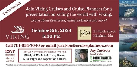 Sailing the World with Viking Cruises & Cruise Planners, Tosca, Hingham ...