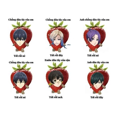 Sticker niêm phong set 35c Anime Blue Lock anh dâu tây char Rin, Isagi ...