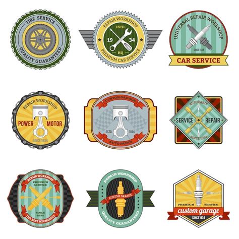 Repair Workshop Retro Abzeichen | Kostenlose Vektor