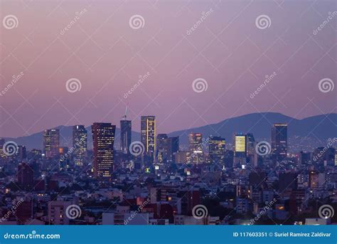 Mexico City Skyline Sunset Panoramic View Editorial Photo - Image of ...