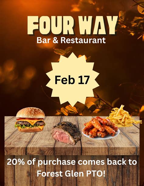 February Dining for Donations- Four Way Bar & Restaurant at Four-Way ...