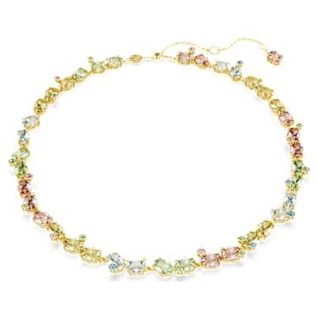 Gema Tennis necklace, Mixed cuts, Multicolored, Gold-tone plated ...