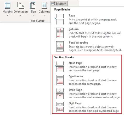 Microsoft Word 365 Insert Section Break - Design Talk