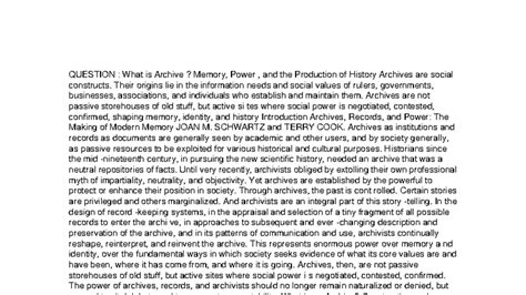 ARCH 2000: Understanding Archives, Memory, and Power Dynamics - Studocu