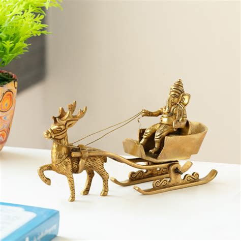 'Chariot Brass Ganesha' Showpiece Idol (Hand-Etched, 763 grams ...