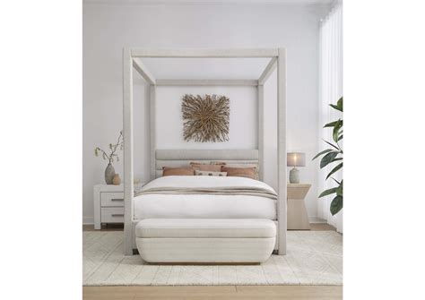 Rockford Upholstered Canopy Bed In Turtle Dove Linen
