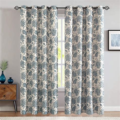 Buy Modern Homes® Natural Cotton Floral Print Window/Door Curtains with ...