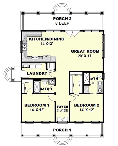 2 Bedroom 2 Bath Cottage Floor Plans - BasBu