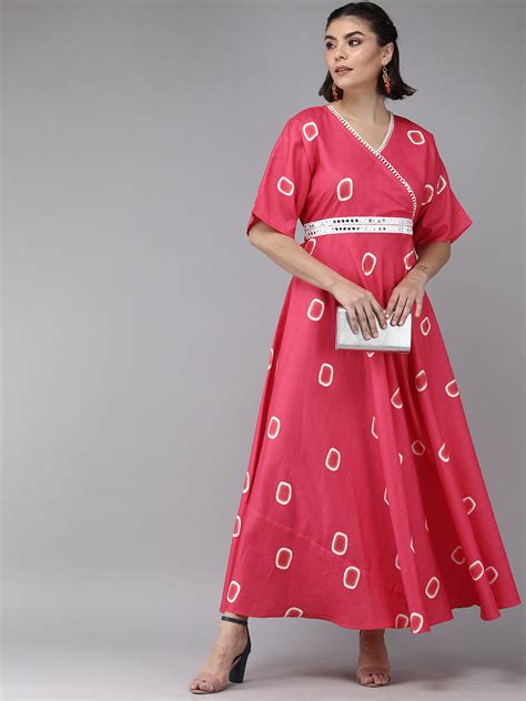 Shop Bhama Couture Pink Floral Print Maxi Dress Online