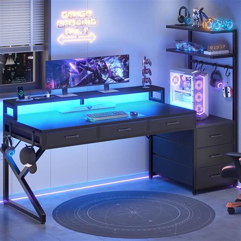 Amazon.com: SEDETA 55" Gaming Desk with 6 Drawers, Corner Gaming Desk ...