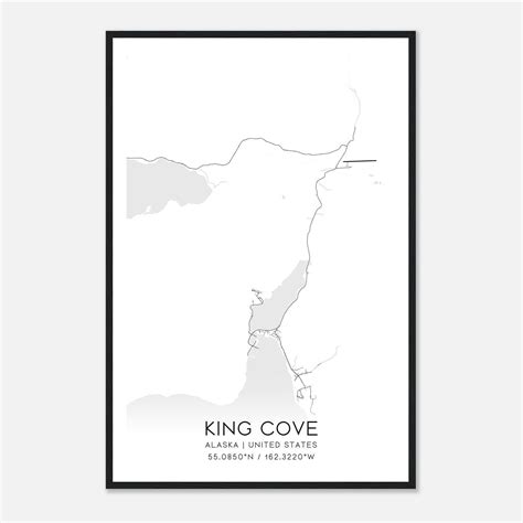 King Cove Alaska Map Poster, Modern Home Decor Wall Art Print - Custom ...
