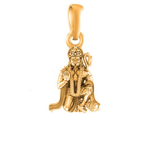 22 CT Gold Plated Silver (92.5% purity) God Hanuman Pendant for Men ...