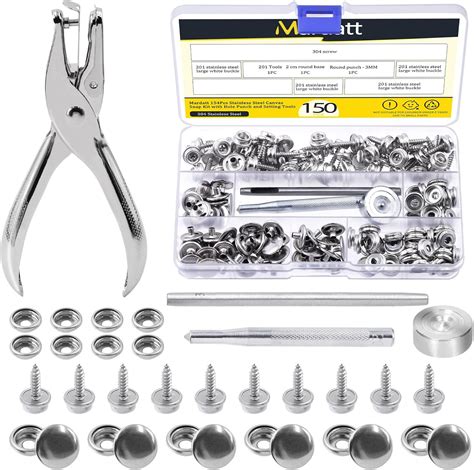 Mardatt 50 Sets Canvas Snap Kit Includes Material Hole Punch and ...