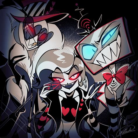 vox, velvette, and valentino (hazbin hotel) drawn by liuxuandaomonu ...