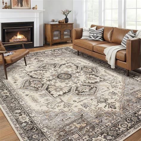 8x10 Area Rug Living Room Rugs - Soft Machine Washable Oriental Vintage ...