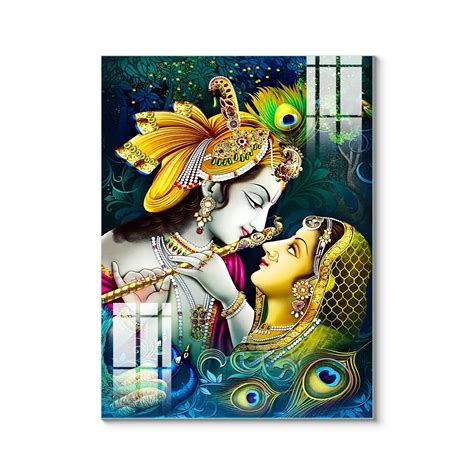 Mesmerising Radha Krishna Medieval Art Wall Painting for Home – Flair Glass