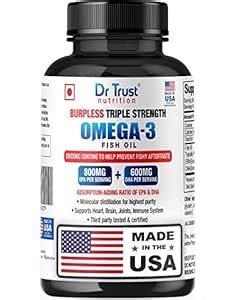 Dr Trust USA Burpless Triple Strength OMEGA 3 fatty acid FISH OIL with ...