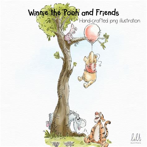 Hand-drawn Winnie the Pooh and Friends PNG Illustration, Classic Style ...