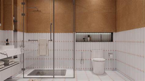 Earthy Toned Bathroom with Moroccan Patterned Tiles