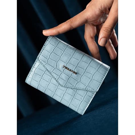 Buy Theater Cricket Women Sky Blue Croc Mini Wallet Online