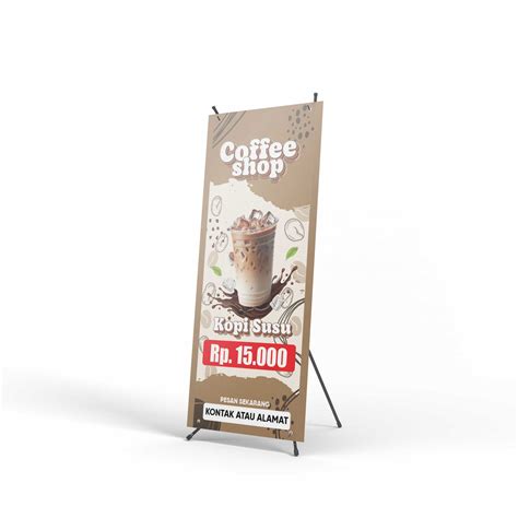 X Banner Kopi Nuansa Putih Coklat