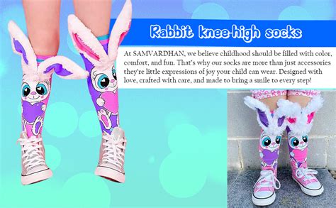 SAMVARDHAN Rabbit Knee-High Socks 3D Design Printed with Cute Bendable ...