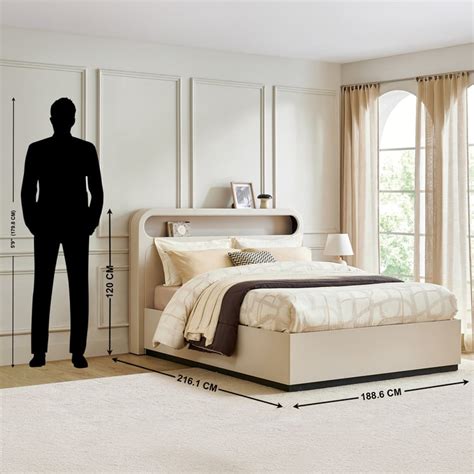 Buy Saga Eclipse King Bed with Hydraulic Storage - Cream from Home ...