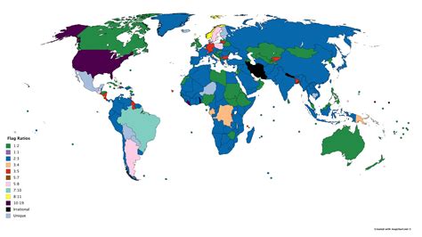Map of Flag Ratios Around the World [6300x3545] : r/MapPorn