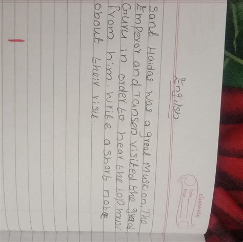 classmate Ansi Dale Engilsh 1) Sant Haidas was a great mustion, The ...