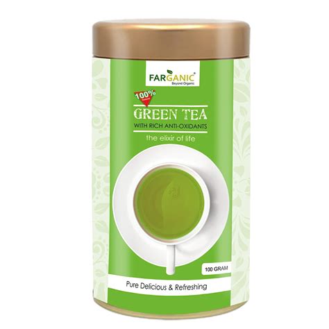 Farganic 100% Certified Organic Loose Plain Green Tea TIN, 100 Gram ...