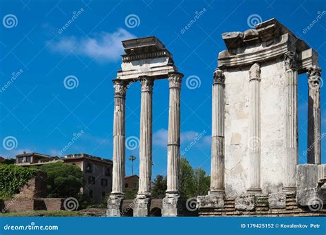 The Ruins of the Temple of Vesta in the Roman Forum. Rome Stock Photo ...