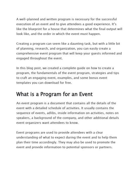 Image result for How to Create Program for Event