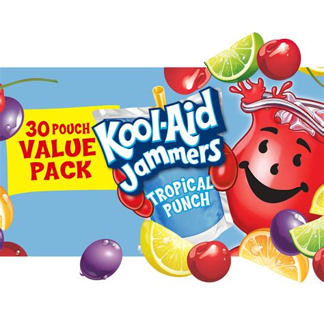 Kool Aid Jammers Tropical Punch Kids Drink 0% Juice Box Pouches Value ...