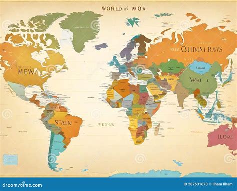 Explore the World Stunning World Map Art Stock Illustration - Illustration of multiple, water ...
