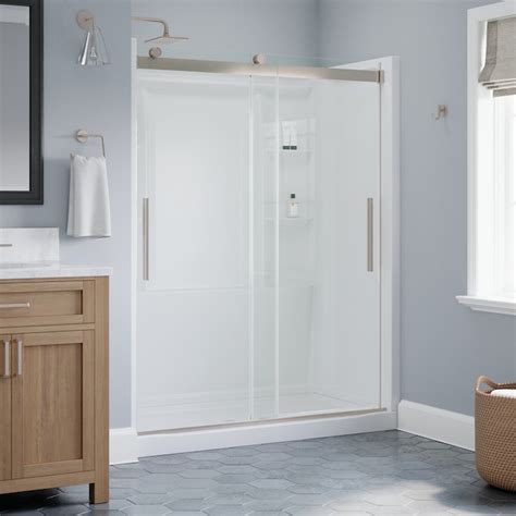 Delta EverEdge Shower Door Brushed Nickel 56-in to 60-in W x 71.1418-in ...