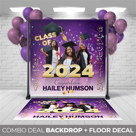Backdrop + Floor Decal, Custom Magazine Graduation Banner Floor Decal ...