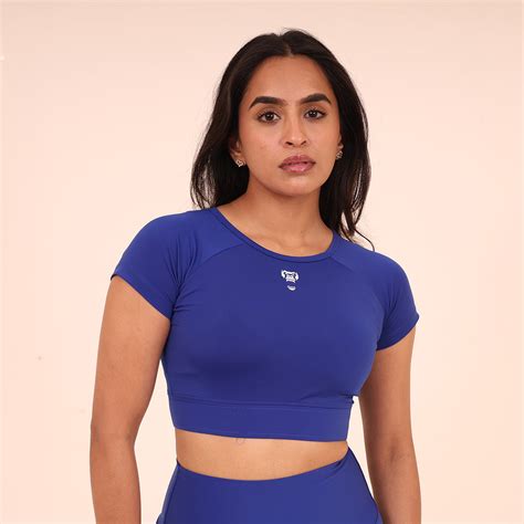 Women’s Sculpted Flex Activewear Half Sleeve Crop Top – Royal Blue ...