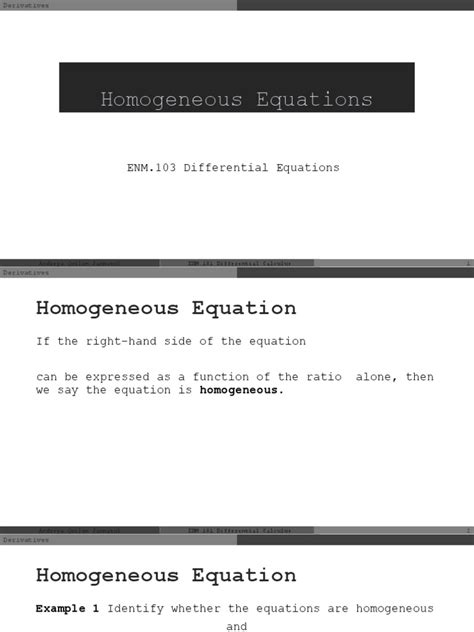 Image result for Example of Homogeneous Equation