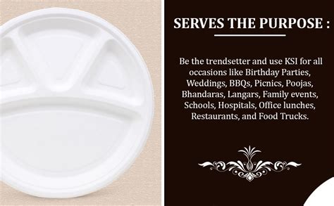 KSI 4-Compartment 12 inch Disposal Plates Biodegradable Eco Friendly ...