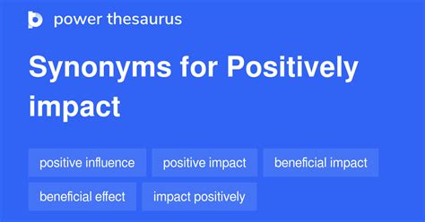 POSITIVELY IMPACT Synonyms: 208 Similar Words & Phrases