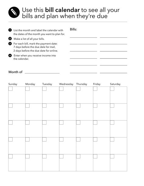 Monthly Bill Free Printable Bill Payment Calendar - Printable And ...