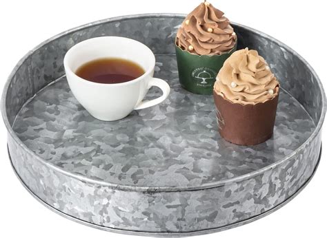 Amazon.com: MyGift 11 Inch Farmhouse Galvanized Metal Round Serving ...