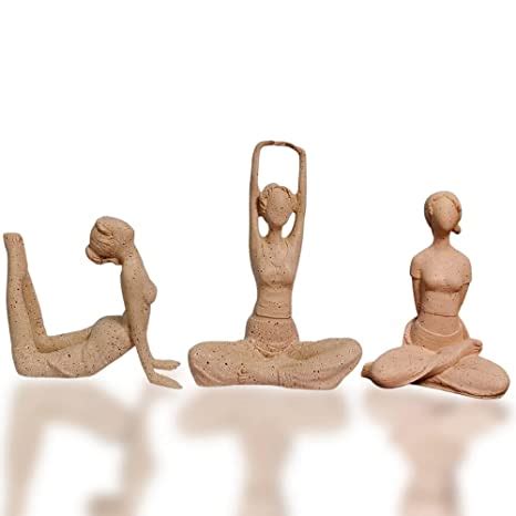 Small Resin Set of Three Yoga Showpieces for Home Showcase